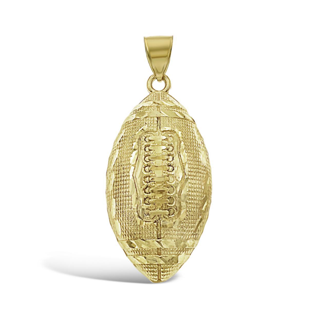 Real 10k Yellow Gold Football Pendant Sport Mens Charm 2"