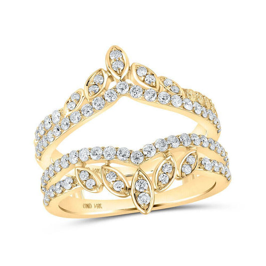 1Ctw Round Diamond Wrap Guard Enhancer Wedding Womens Ring Band 14k Yellow Gold