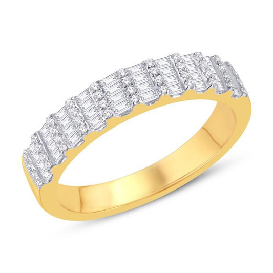0.50ctw Baguette Diamond Womens Band Ring 10K Yellow Gold Size 7