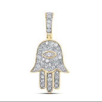 0.25ctw Diamond Hamsa Pendant 10k Yellow Gold
