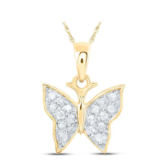 Diamond Butterfly Pendant 10K Yellow Gold