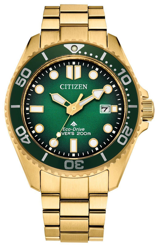 Citizen Promaster Dive Eco-Drive Gold Tone Green Dial Men's Watch BN0262-59W