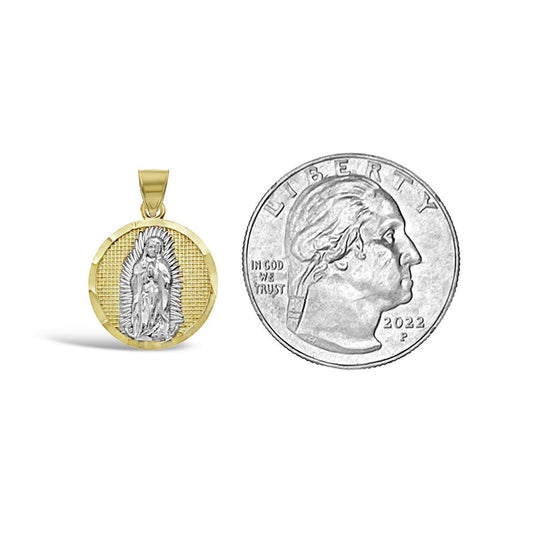 14K Two Tone Gold Virgin Mary Pendant