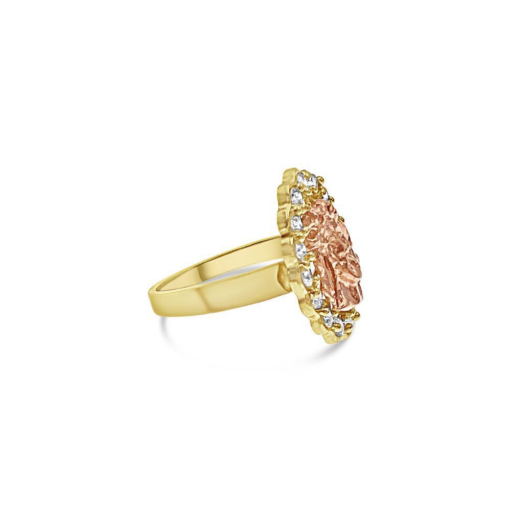 Jesus Ring 10k Yellow Rose Gold Cz Band Size 6