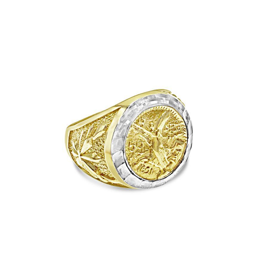 14K Two Tone Gold Mexican Centenario 50 Peso Coin Ring