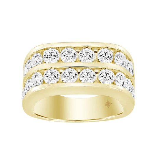2.75 cttw Lab Grown Round Diamond Two Row Mens Wedding Band Ring 14k Yellow Gold