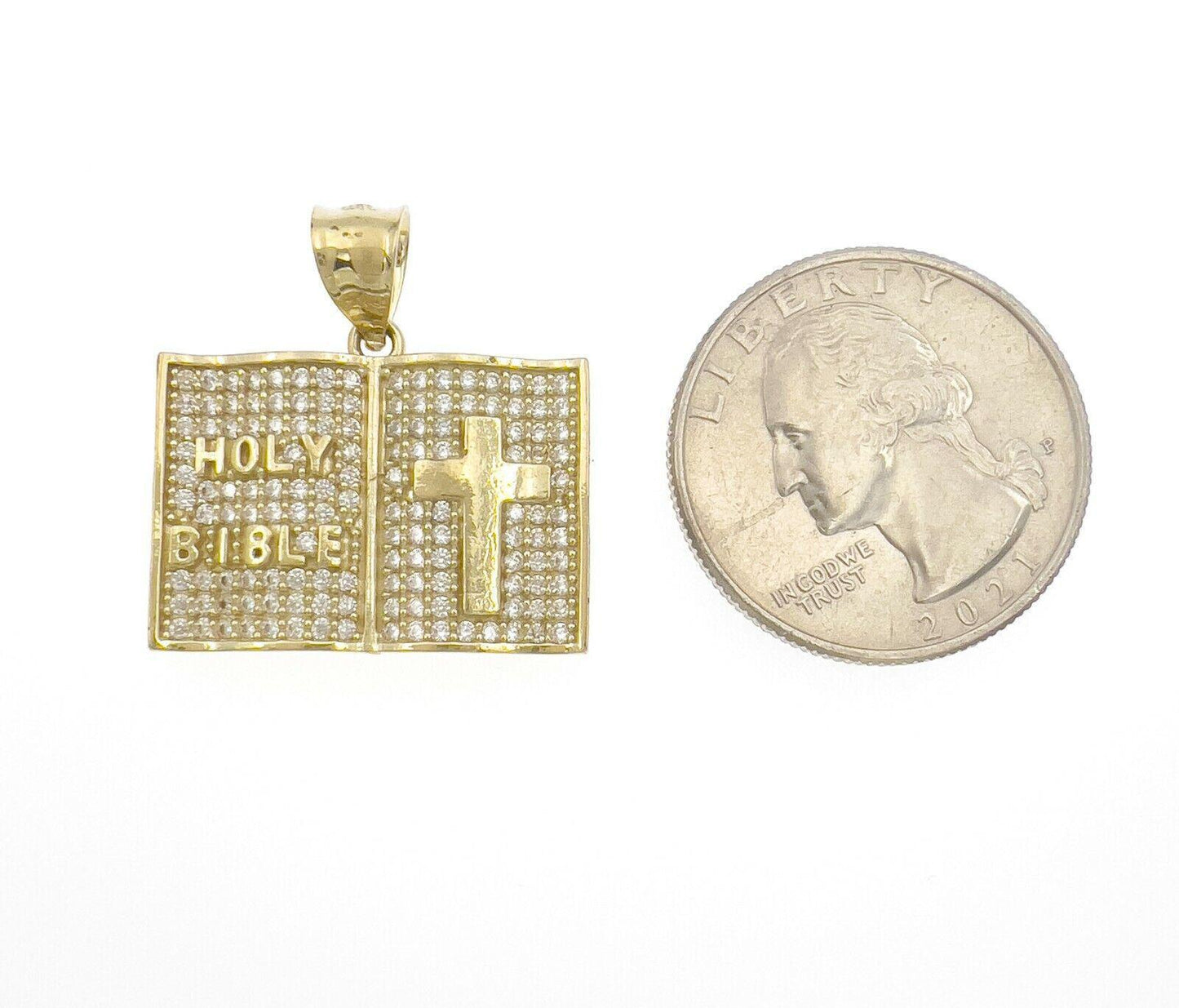 10k Yellow Gold Holy Bible Praying Book Pendant