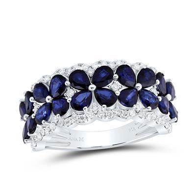 3.87ctw Blue Sapphire and Diamond Ring 14K White Gold