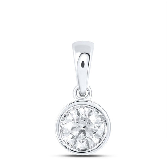 0.42ct Round Diamond Solitaire Pendant Charm 14k White Gold