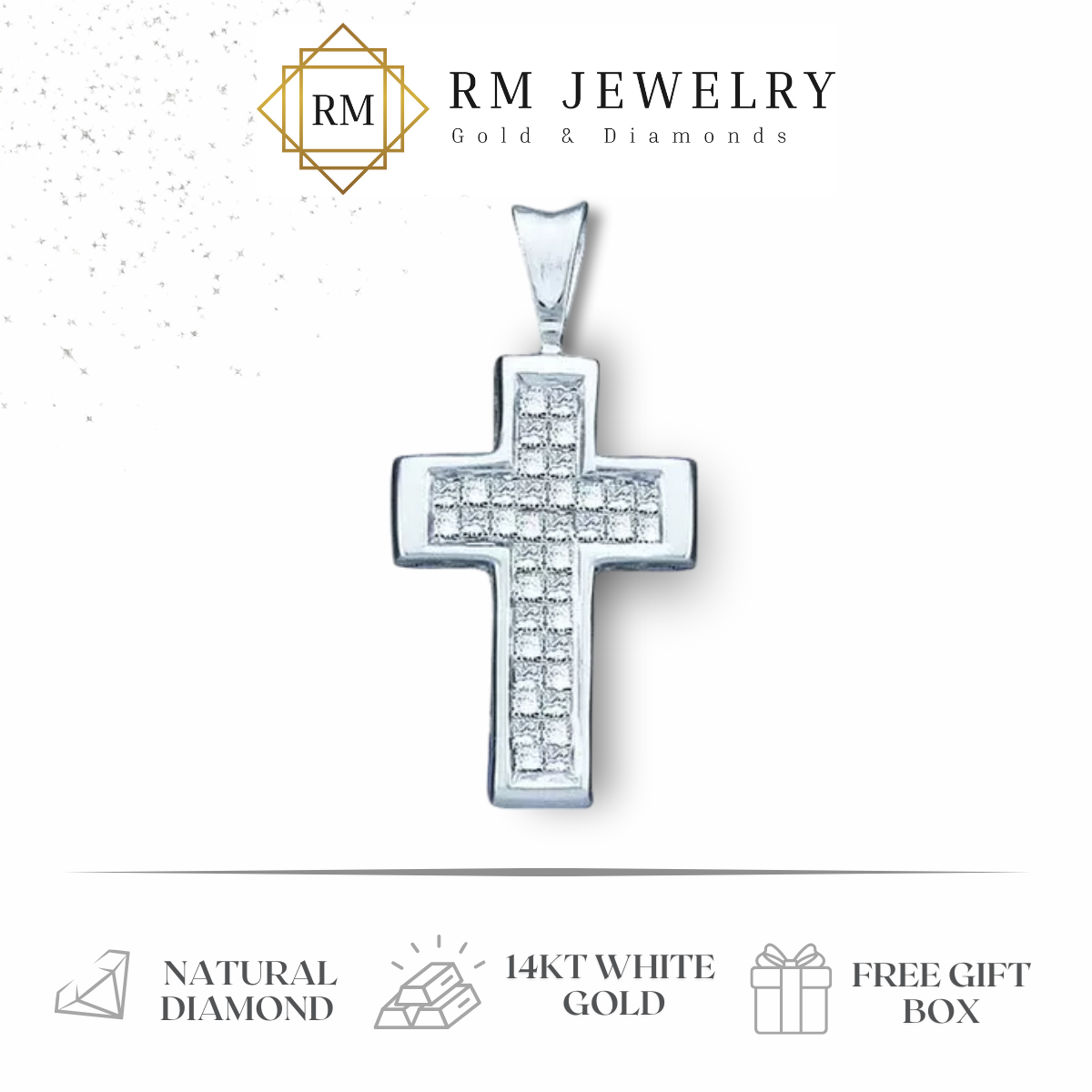 14kt White Gold Womens Princess Diamond Cross Pendant 1/4 Cttw