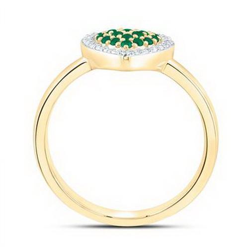 Emerald Cluster Diamond Halo Heart Ring 14K Yellow Gold