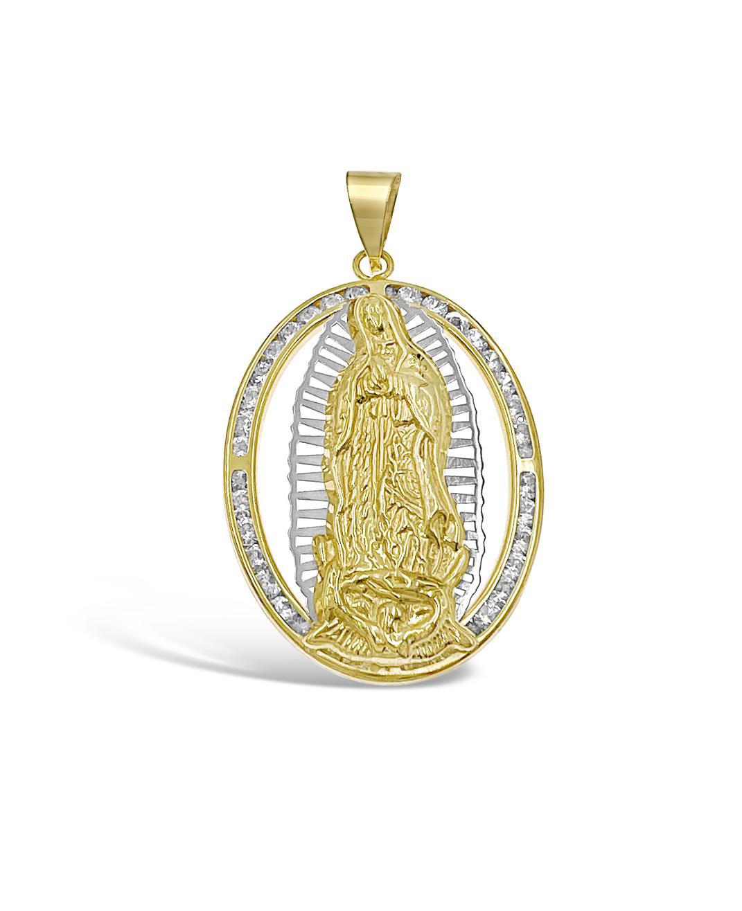 10K Yellow Gold Our Lady of Guadalupe Oval Pendant