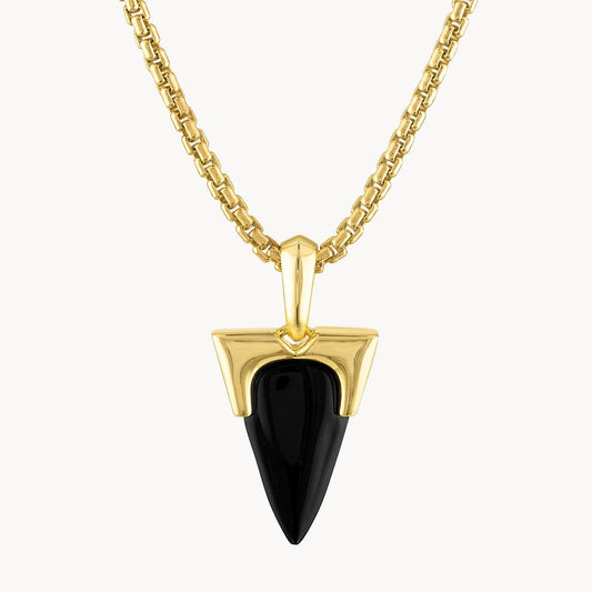 Bulova Onyx Amulet Pendant Necklace Gold Plated Sterling Silver BVP1025-YSBA