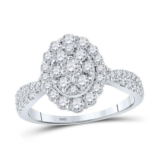 1ctw Diamond Oval Cluster Halo Ring 10K White Gold