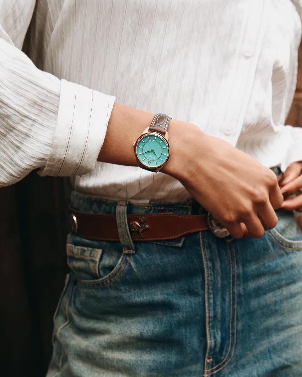 Bulova Classic Western Sutton Womens Quartz Turquoise Dial Watch 97L203