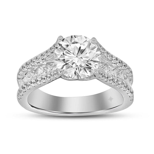 3.50 cttw Lab Grown Round Diamond Engagement Ring 14k White Gold