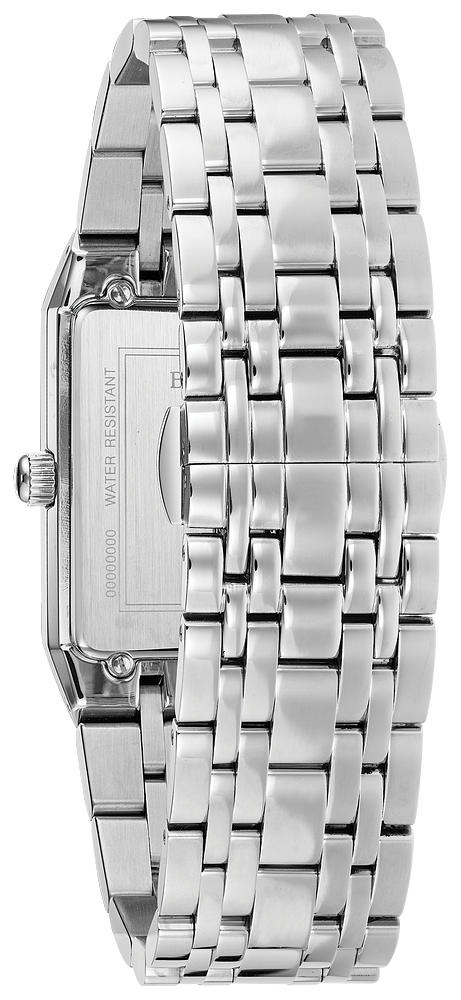 Bulova Quadra Diamonds Black Dial Mens Watch 96D145