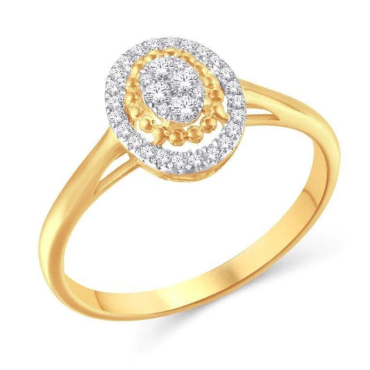 Diamond Oval Cluster Halo Engagement Ring 10k Yellow Gold