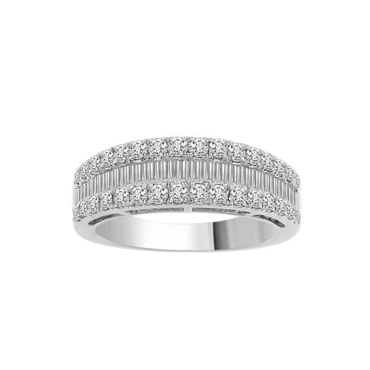 1.00ctw Baguette Round Diamond Womens Wedding Band 10k White Gold
