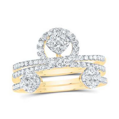 0.75 Cttw Diamond Round Cluster Womens Ring Band 14k Yellow Gold