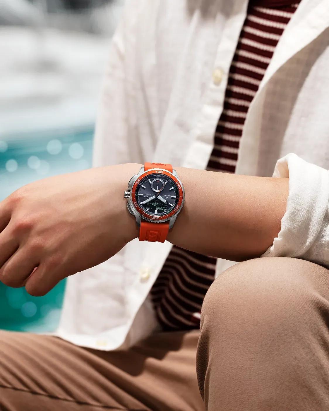 Citizen Promaster WaveTracker Eco-Drive Orange Strap Watch JV3000-13E