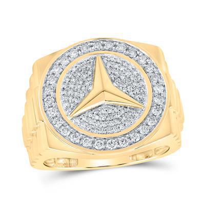 0.7 Ctw Diamond Star Circle Mens Ring Band 10k Yellow Gold