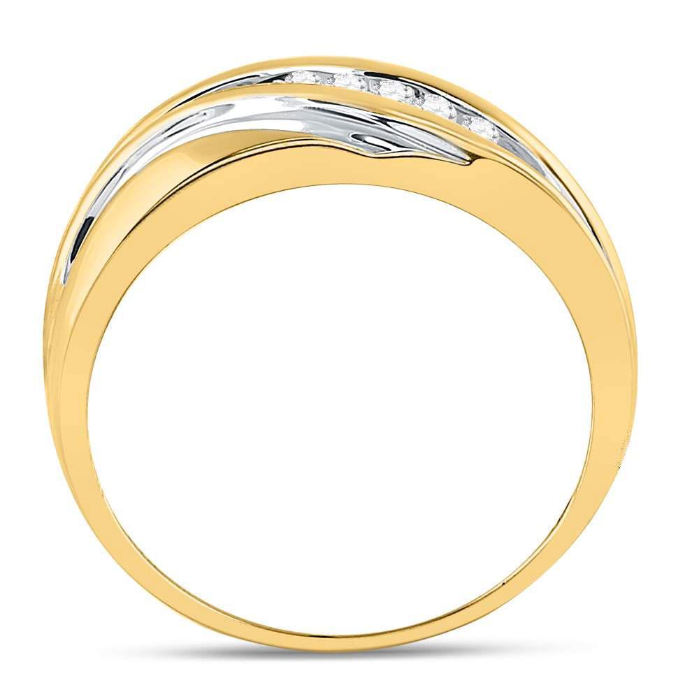 0.25 cttw Diamond Wedding Anniversary Mens Band Ring 10k Yellow Gold