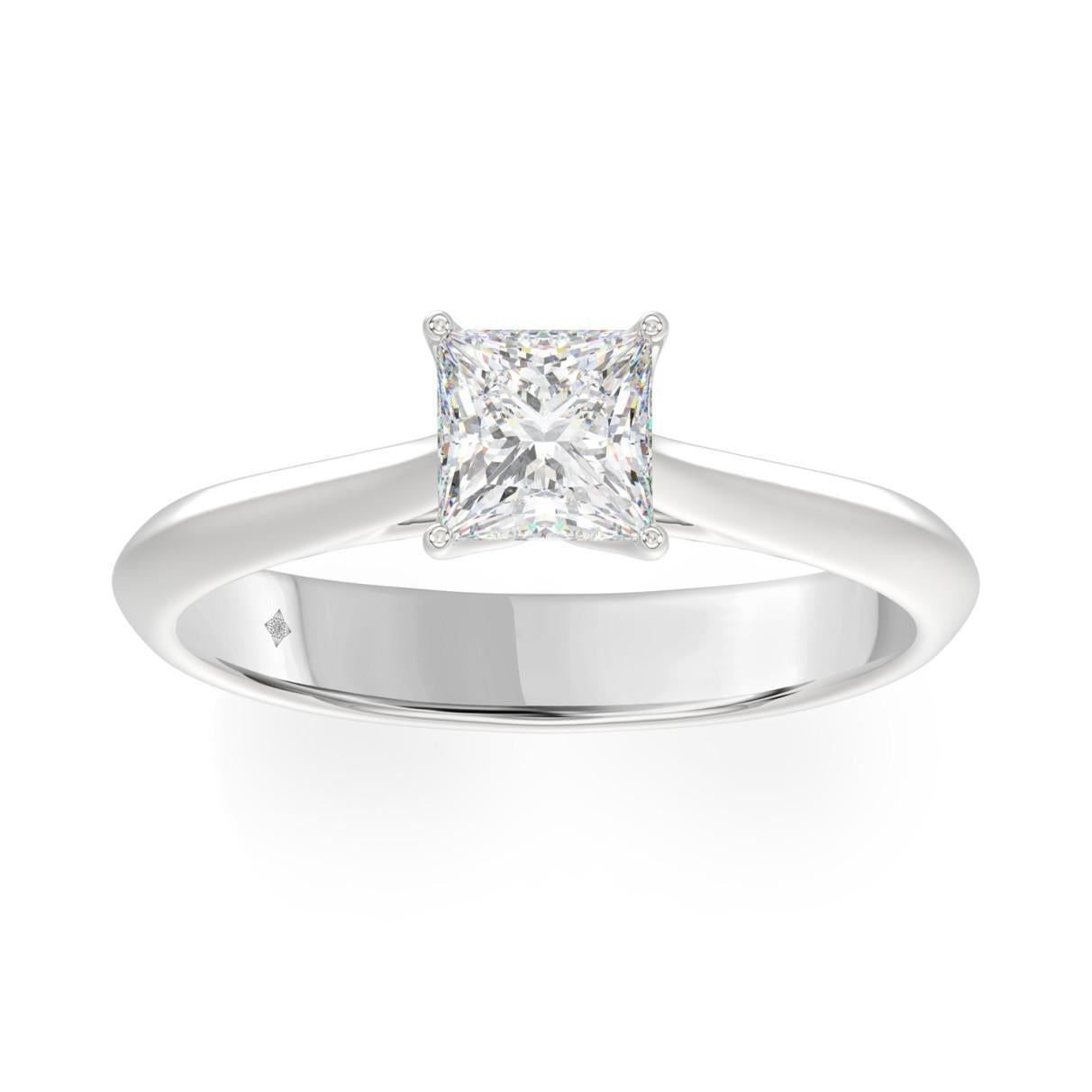 1 ct Lab Grown Princess Diamond Solitaire Engagement Ring 14k White Gold