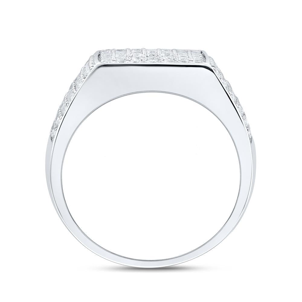 1.50 cttw Diamond Mens Band Rectangle Ring Signet 10k Whitew Gold