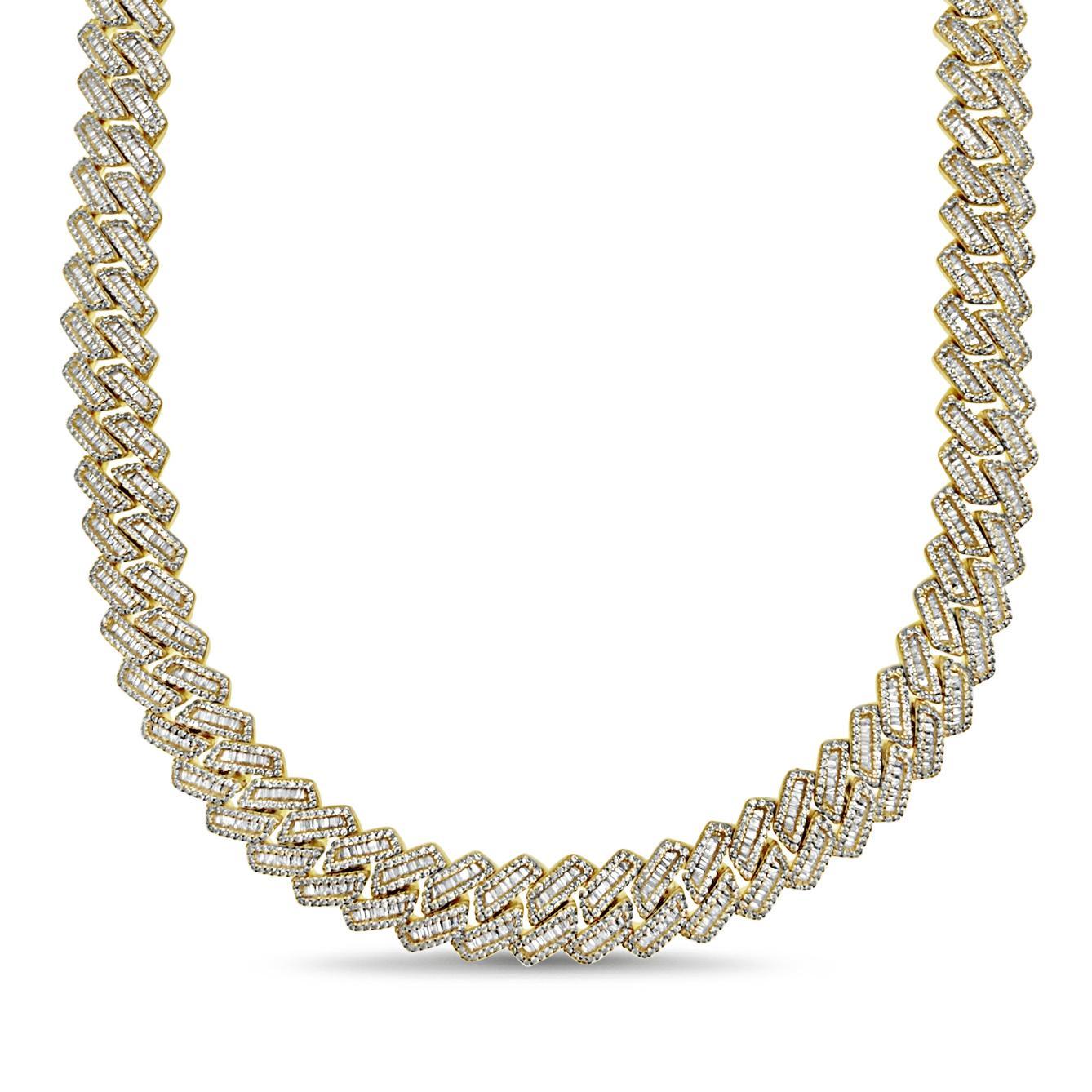Iced Miami Cuban Link Chain Necklace 13.5mm Gold Plated 925 Sterling Silver