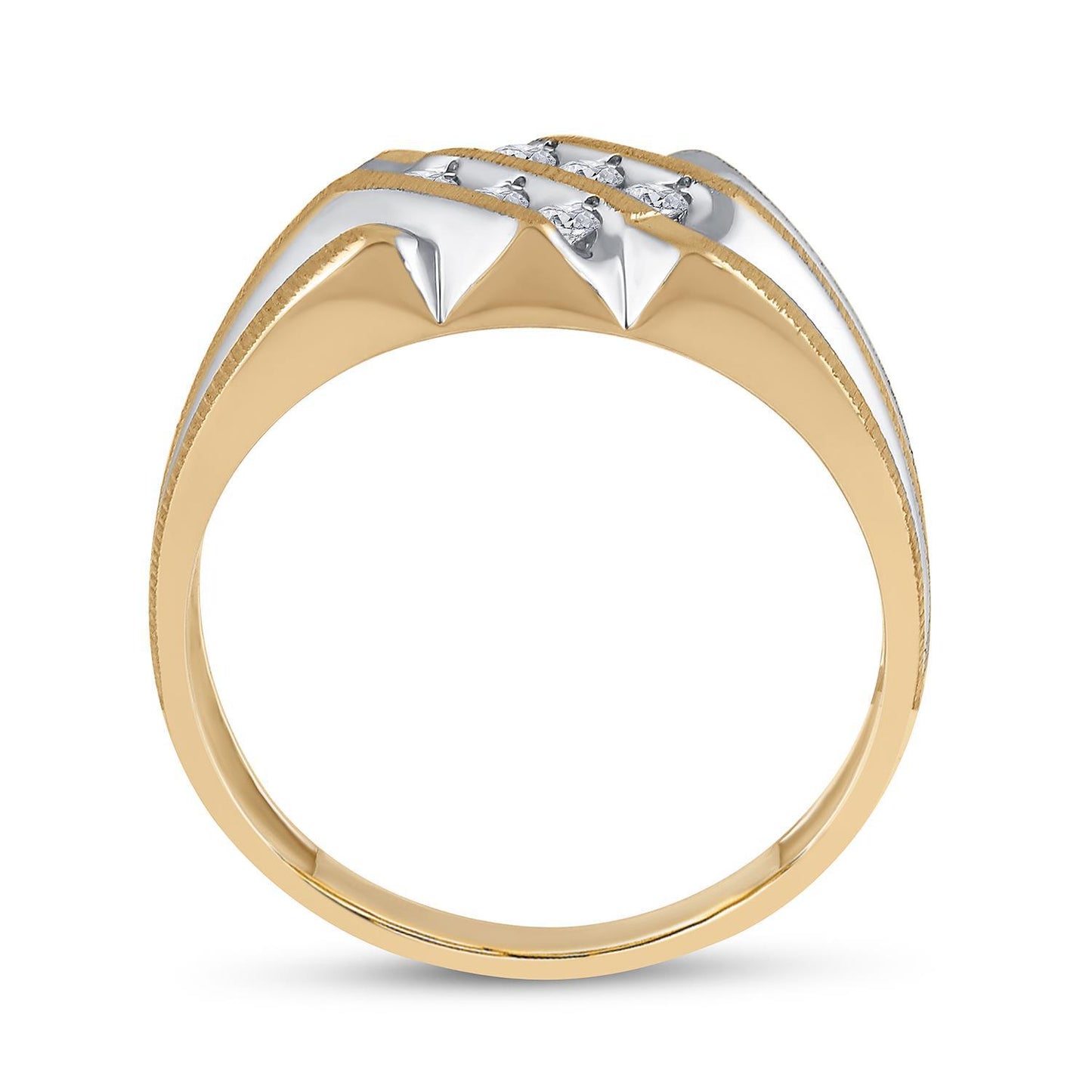0.25ctw Diamond Mens Wedding Band Ring 10K Yellow White Gold