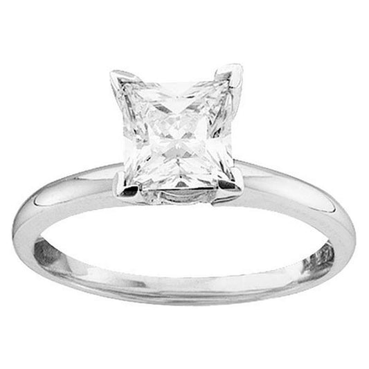 0.51ct Princess Diamond Solitaire Engagement Ring 14k White Gold