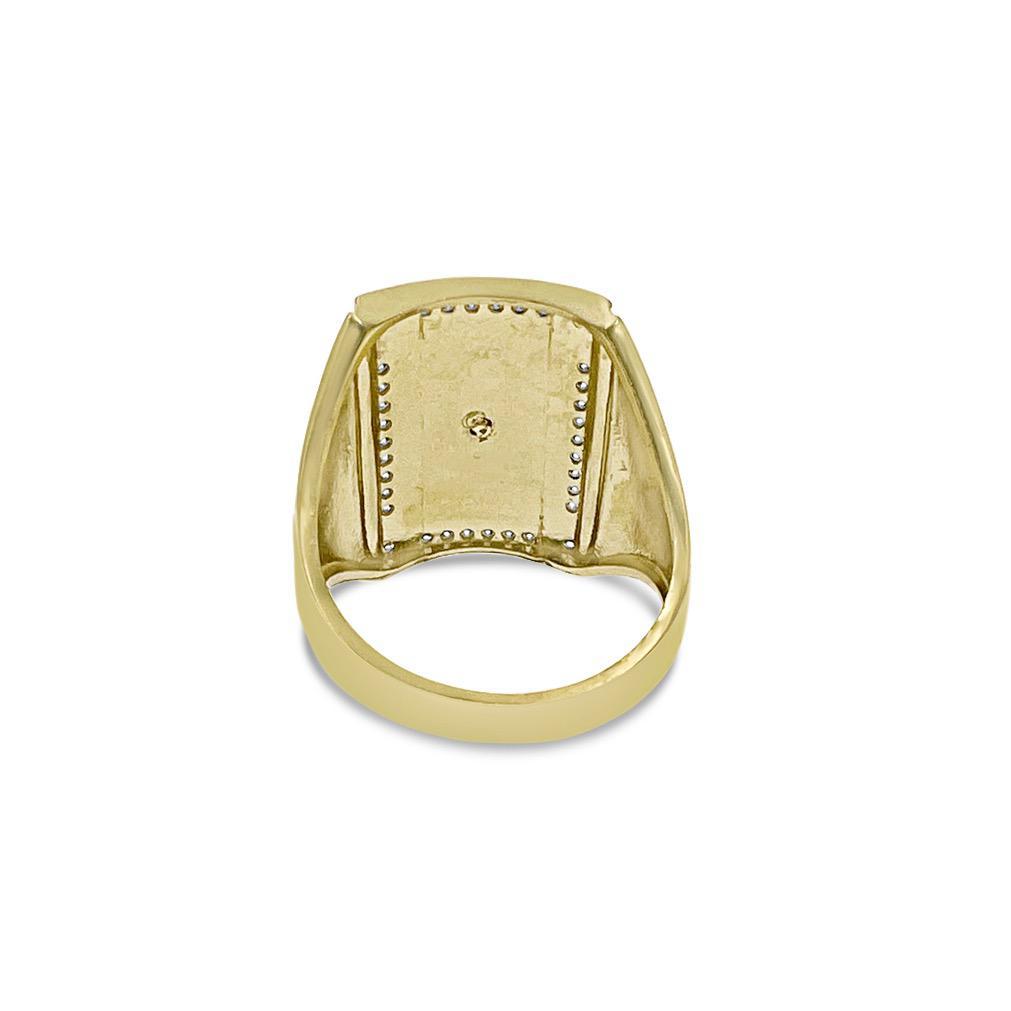 10k Yellow Gold CZ Jesus Crucifix Ring Religious Statement Ring