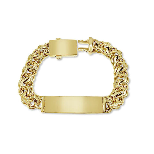 10K Yellow Gold Double Curb Link Chain ID Bracelet