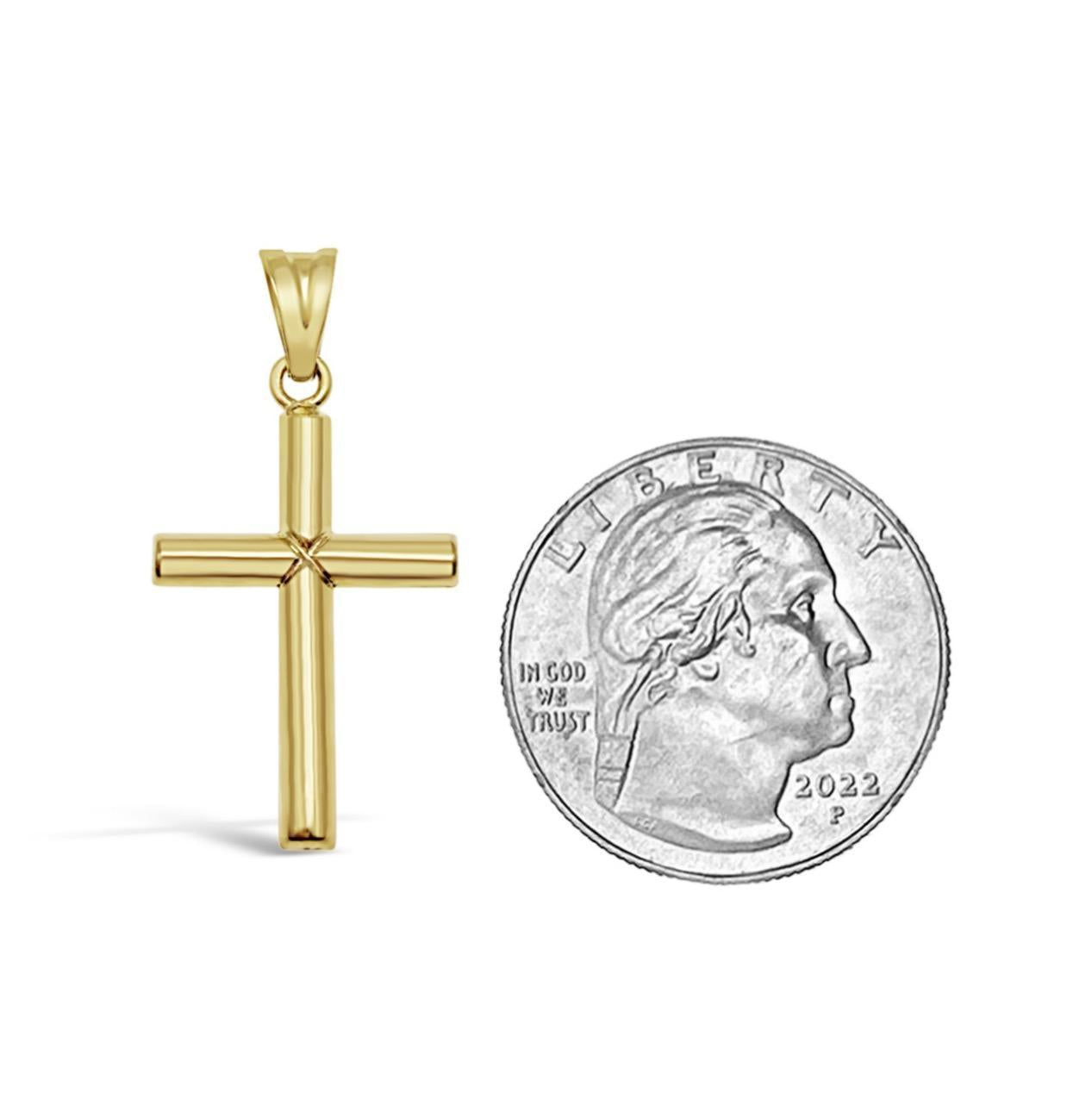 10K Yellow Gold Plain Cross Pendant