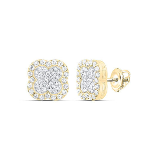 0.33ctw Diamond Clover Stud Earrings 10K Yellow Gold