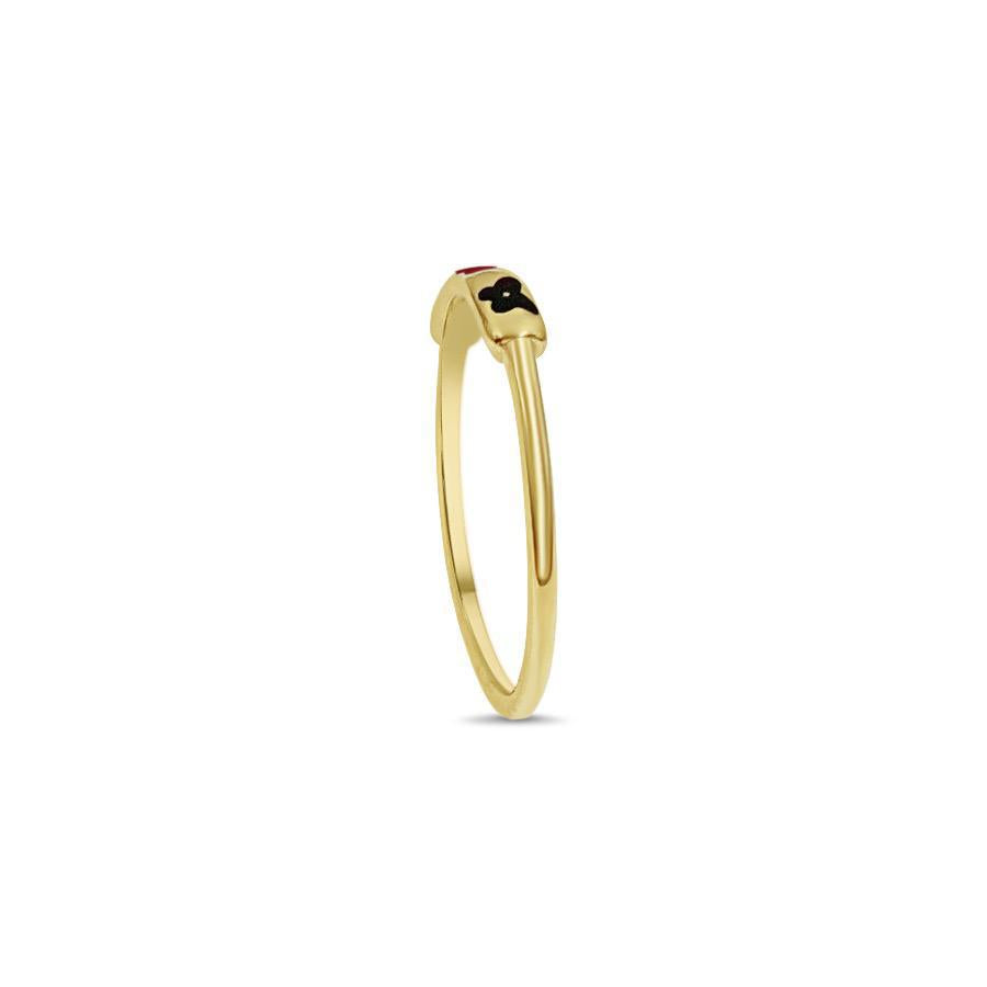 14K Yellow Gold Butterfly Enamel Band Ring
