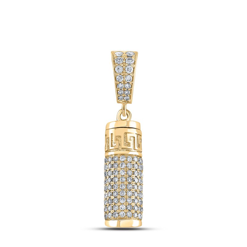 10kt Yellow Gold Mens Round Diamond Urn Cylinder Charm Pendant 1 Cttw