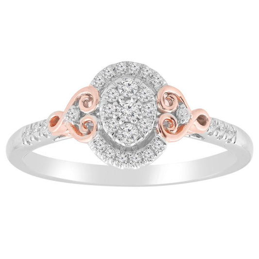 0.20cttw Diamond Engagement Oval Ring 10k White Rose Gold