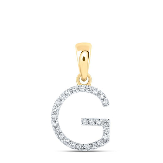 Diamond Letter Initial G Pendant Charm 10k Yellow Gold