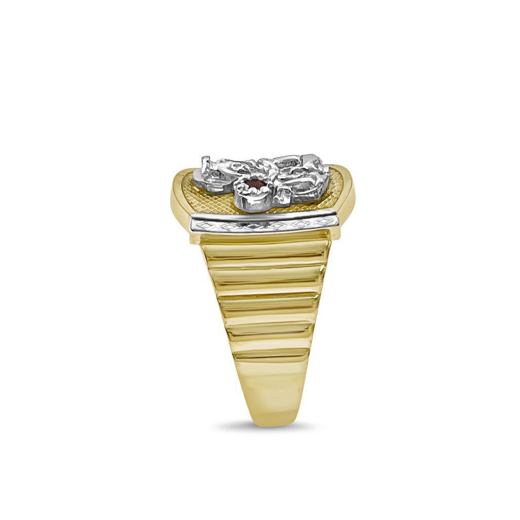 Santa Barbara Signet Ring Mens 10k Two Tone Gold Band