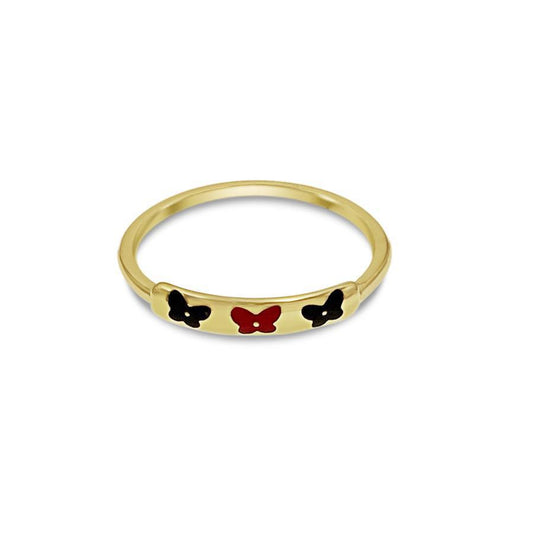 14k Gold Enamel Ring Butterfly Band Size 6.5