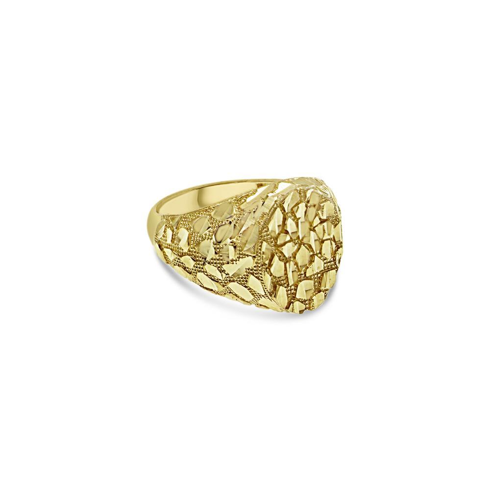 10K Yellow Gold Mens Nugget Oval Ring