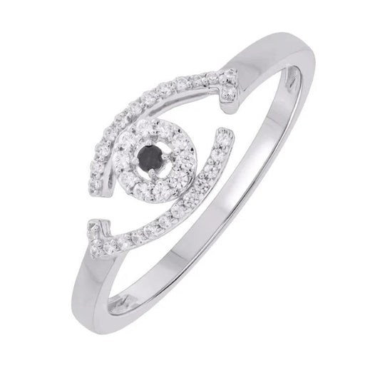 Diamond Evil Eye Ring 10K White Gold Womens