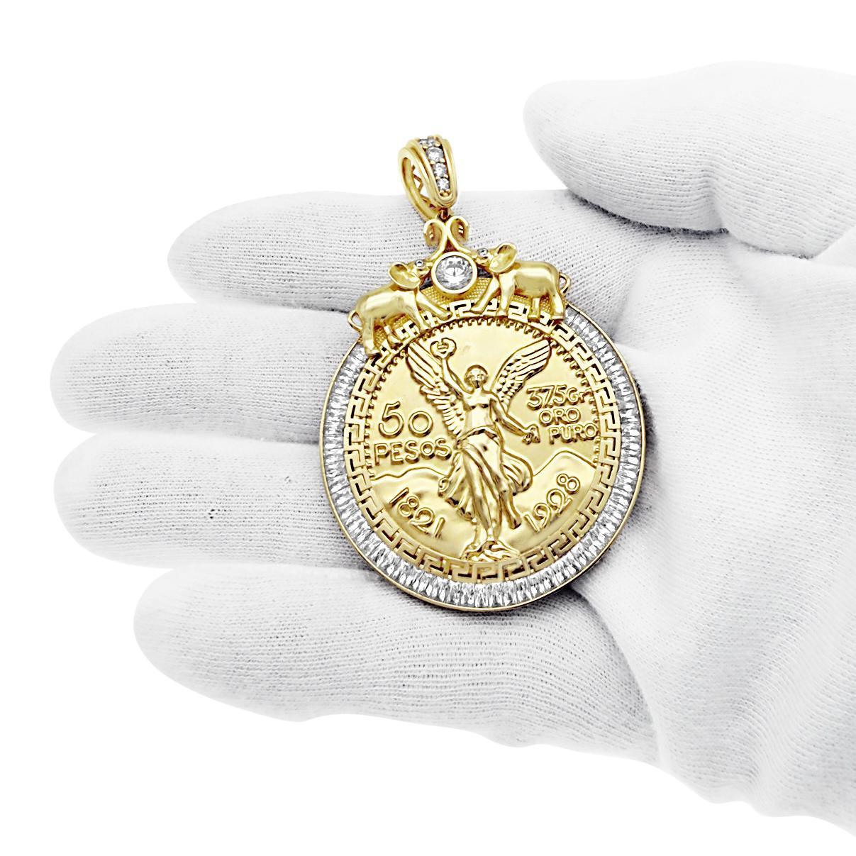 10K Yellow Gold 50 Pesos Centenario Coin Pendant