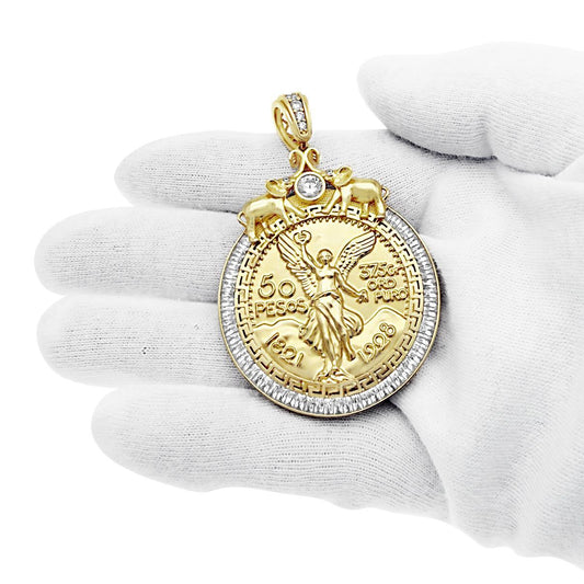 10K Yellow Gold 50 Pesos Centenario Coin Pendant