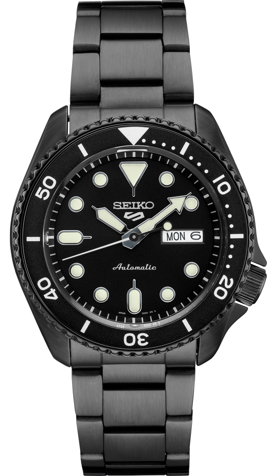 Seiko 5 Sports Black Dial Bracelet Automatic Mens Watch SRPD65