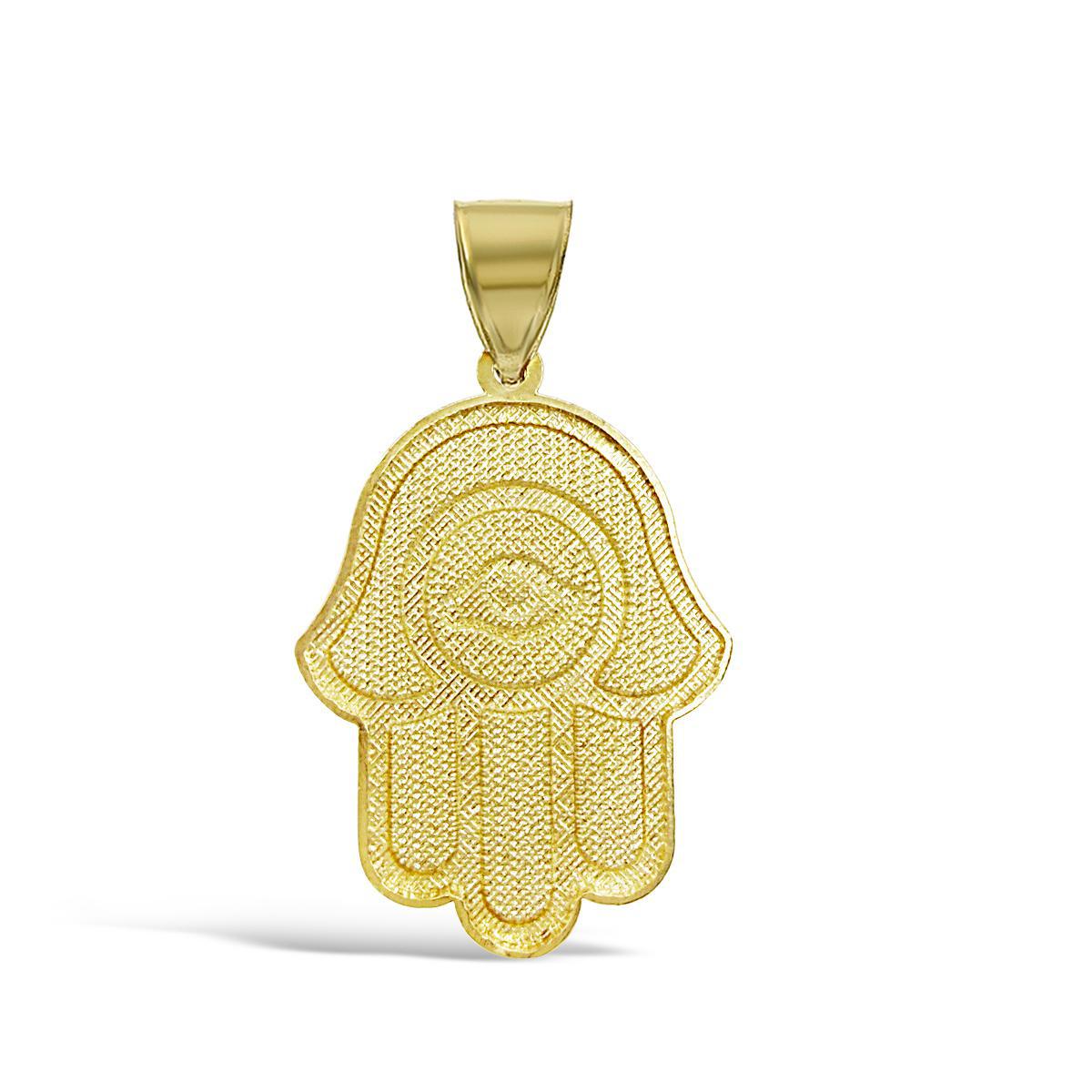 Hamsa Hand Evil Eye Protection Pendant 10k Gold Charm