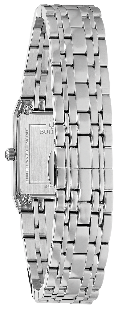 Bulova Quadra Diamonds Black Dial Womens Watch 96P202