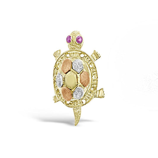 10K Tri Color Gold Turtle Pendant Charm